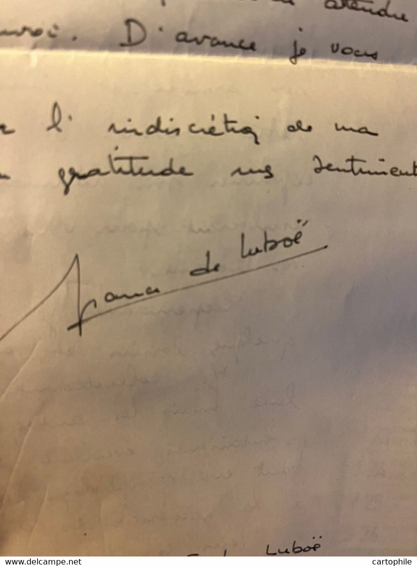 LAC Autographe De France De Luboe De Tanger à André Frossard Ecrivain 1957 Voyage Au Pays De Jesus - Manuscripts