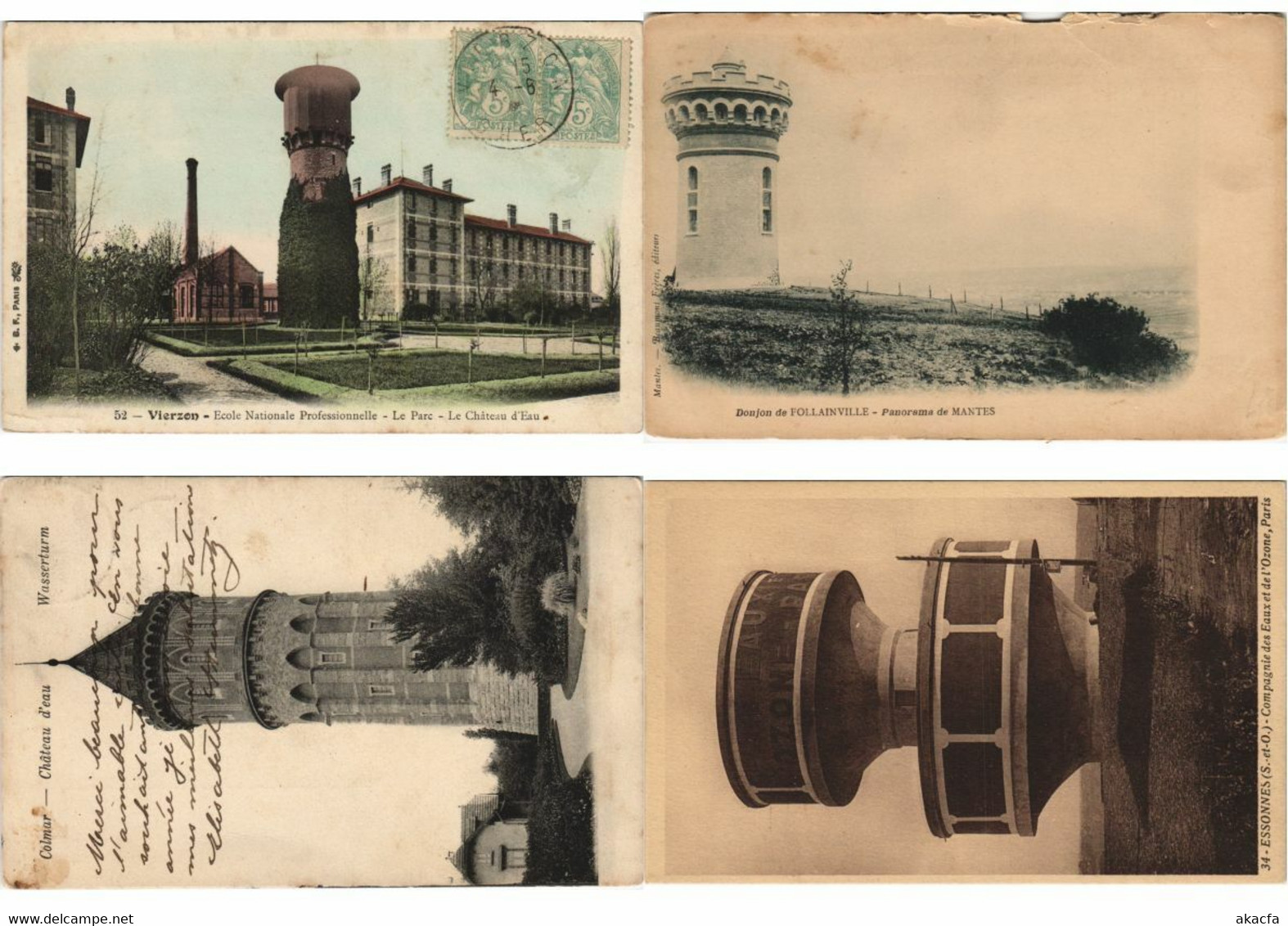 WATERTOWERS CHATEAU D'EAU FRANCE 23 Vintage Postcards (L4019) - Wassertürme & Windräder (Repeller)