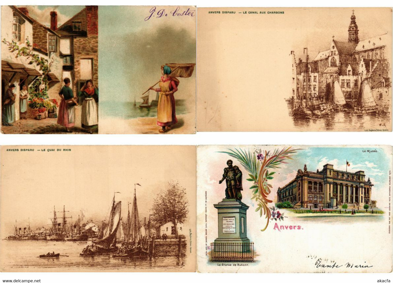 BELGIUM LITHOGRAPHY 37 Vintage LITHO Postcards Pre-1920 (L3841) - Collezioni E Lotti