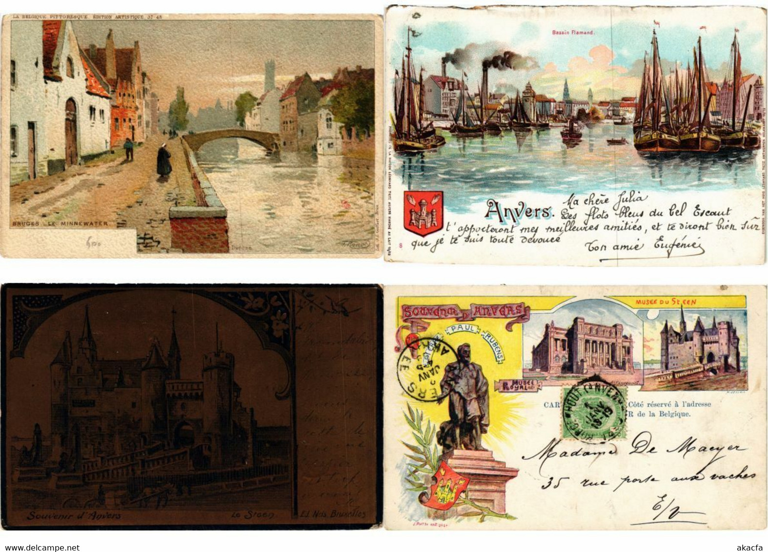 BELGIUM LITHOGRAPHY 37 Vintage LITHO postcards pre-1920 (L3841)