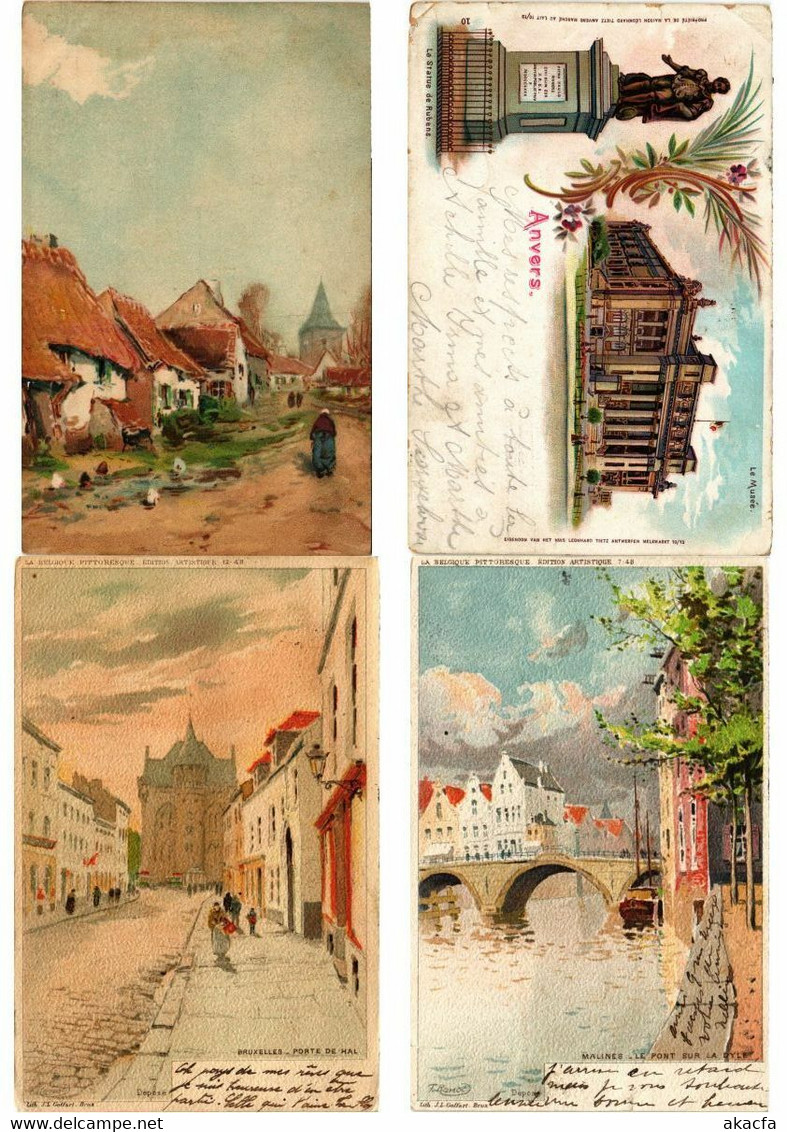 BELGIUM LITHOGRAPHY 37 Vintage LITHO postcards pre-1920 (L3841)