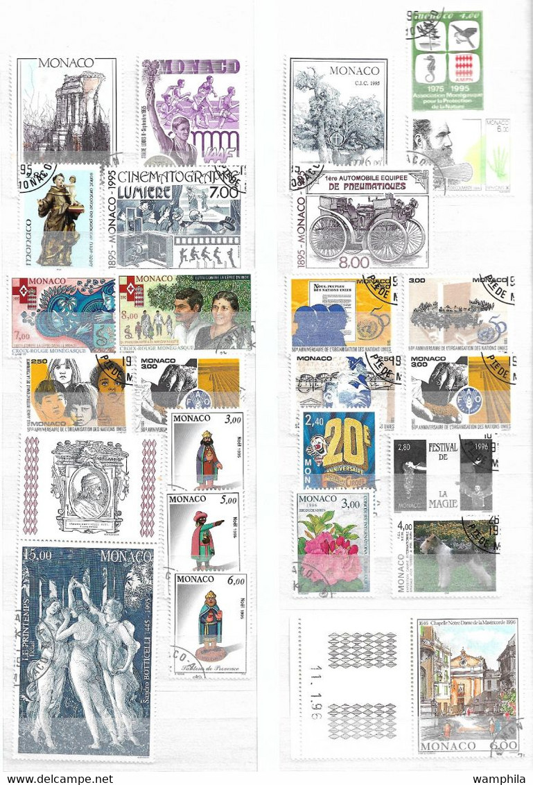 Monaco collection de 510 timbres oblitérés de 1984/2005 cote +700€