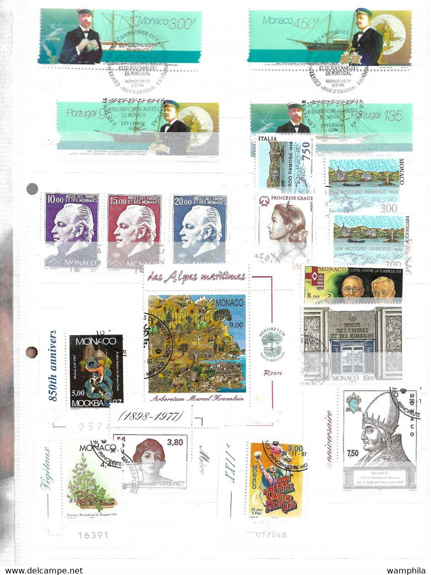 Monaco collection de 510 timbres oblitérés de 1984/2005 cote +700€