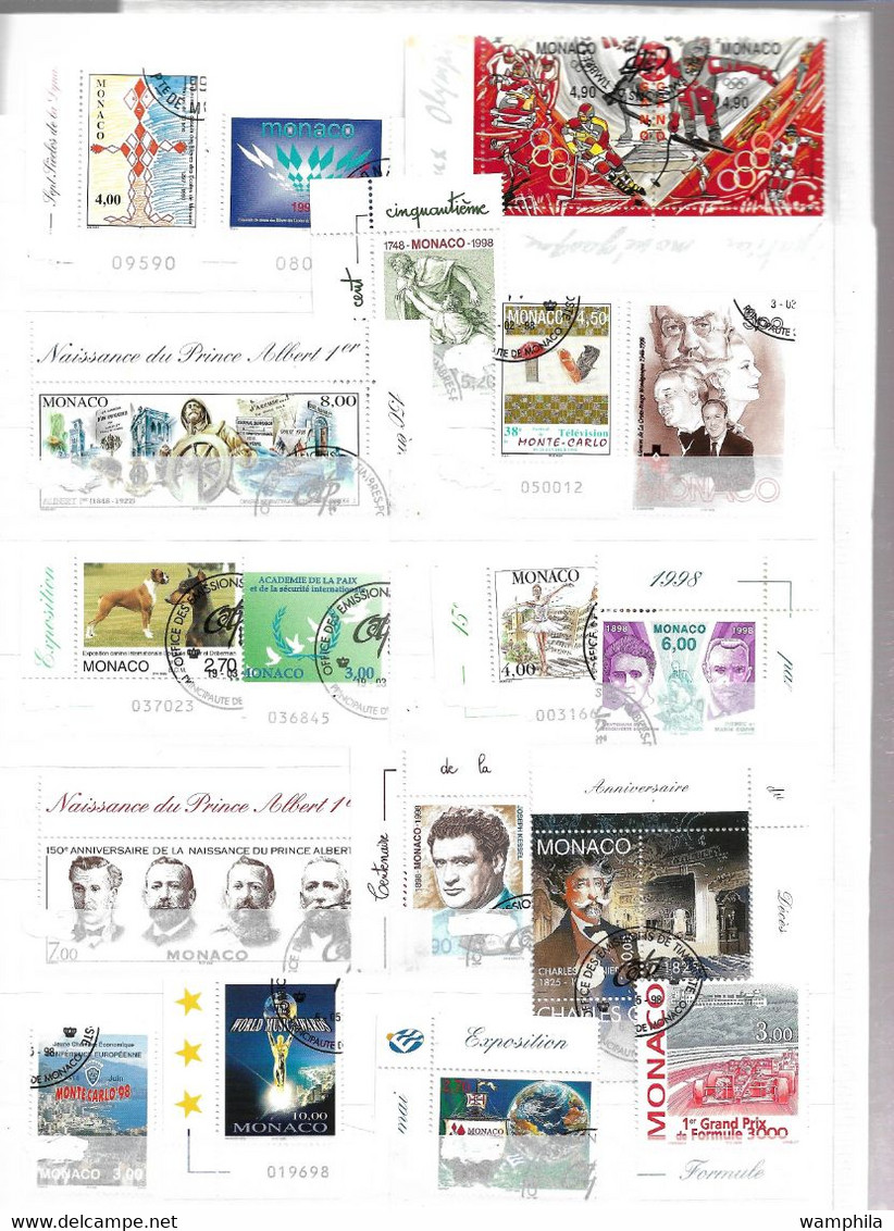 Monaco collection de 510 timbres oblitérés de 1984/2005 cote +700€