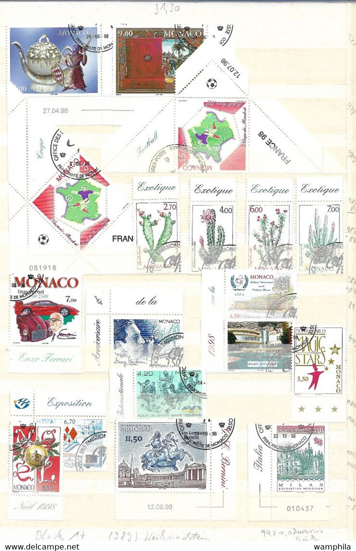 Monaco collection de 510 timbres oblitérés de 1984/2005 cote +700€