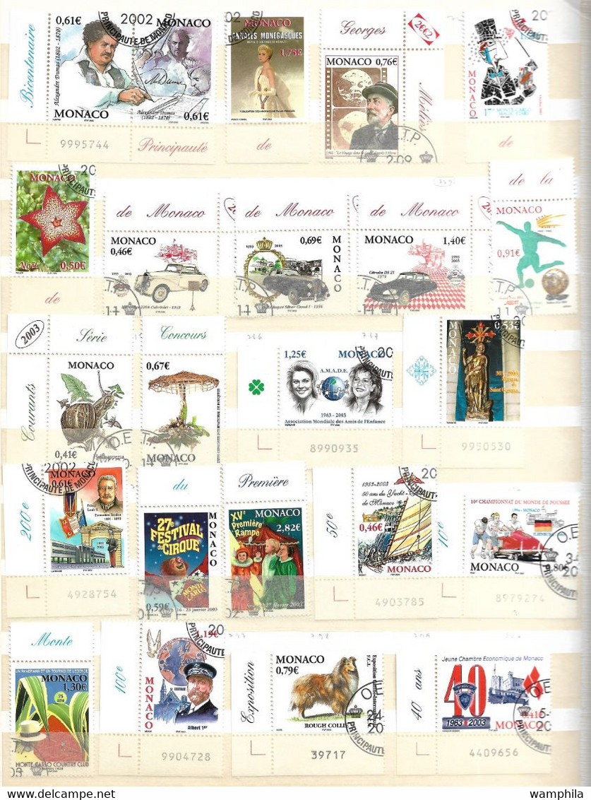 Monaco collection de 510 timbres oblitérés de 1984/2005 cote +700€