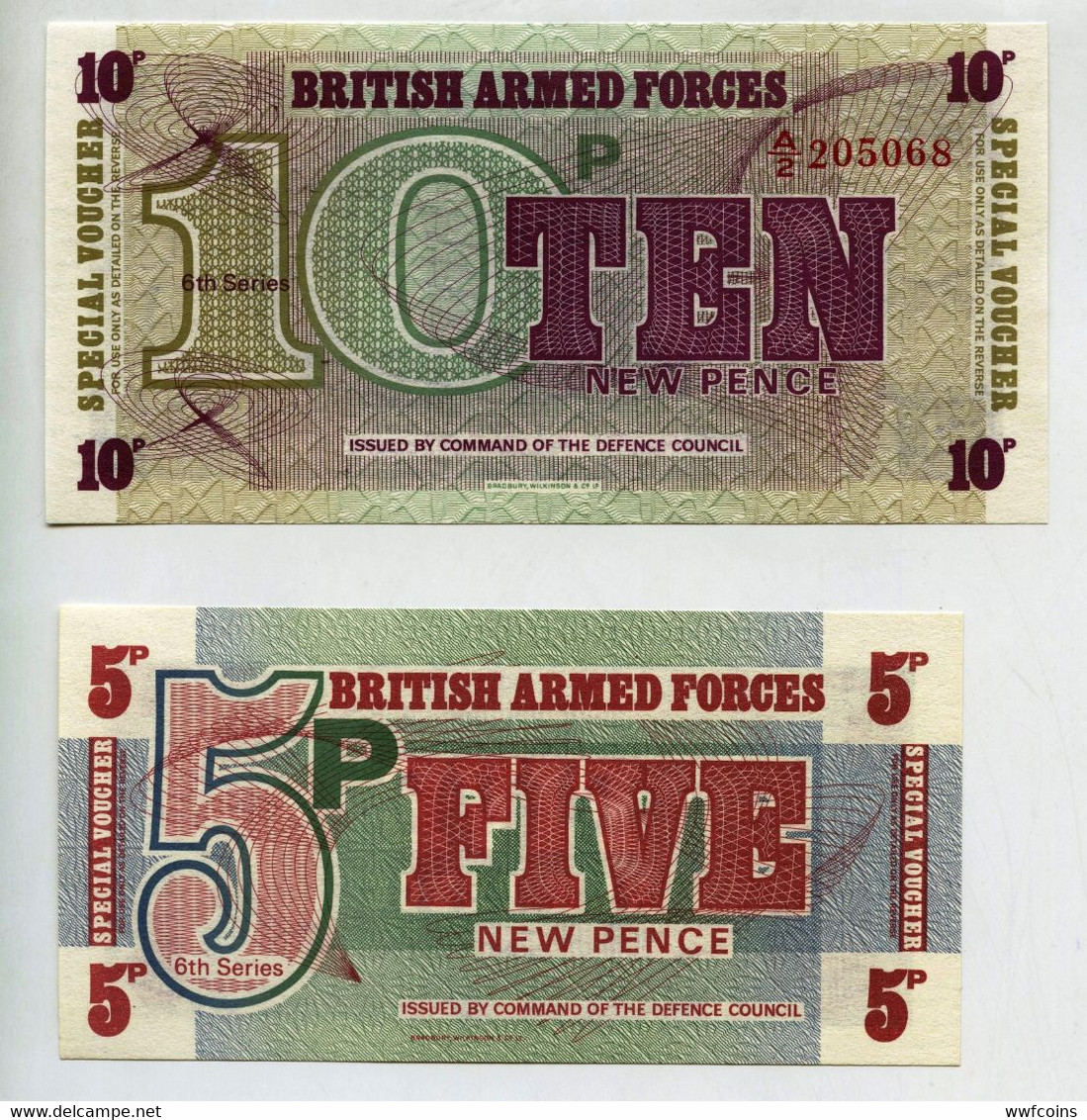 BRITISH ARMED FORCES 5+10 NEW PENCE SPECIAL VOUCHER ISSUED BY COMMAND OF DEFENCE COUNCIL FDS - Fautés & Variétés