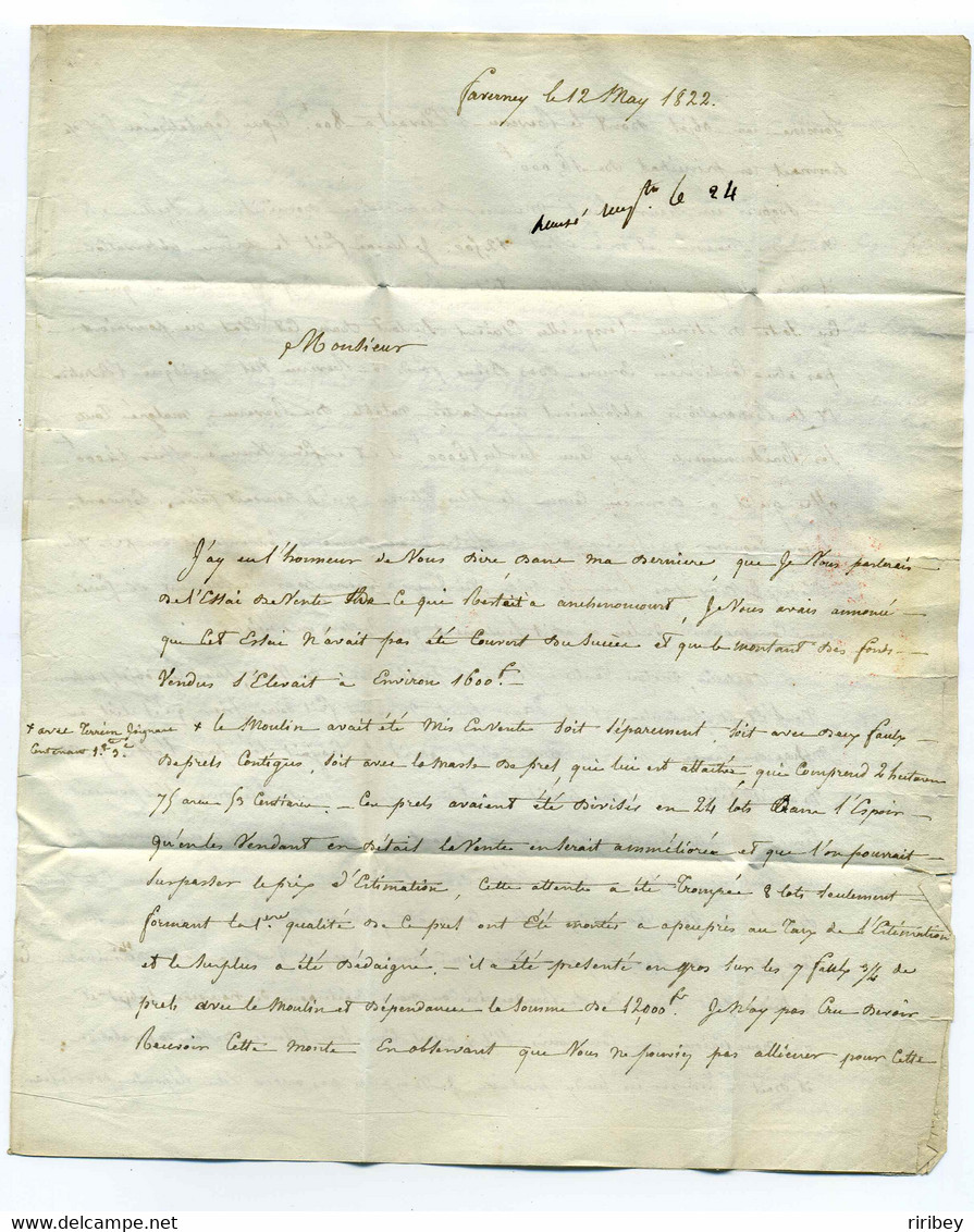 DEBOURSE 66 BELFORT Sur Lettre De VESOUL / Dept Haut Rhin + Haute Saône / 1822 / Pour Le Député D'Argenson - 1801-1848: Précurseurs XIX