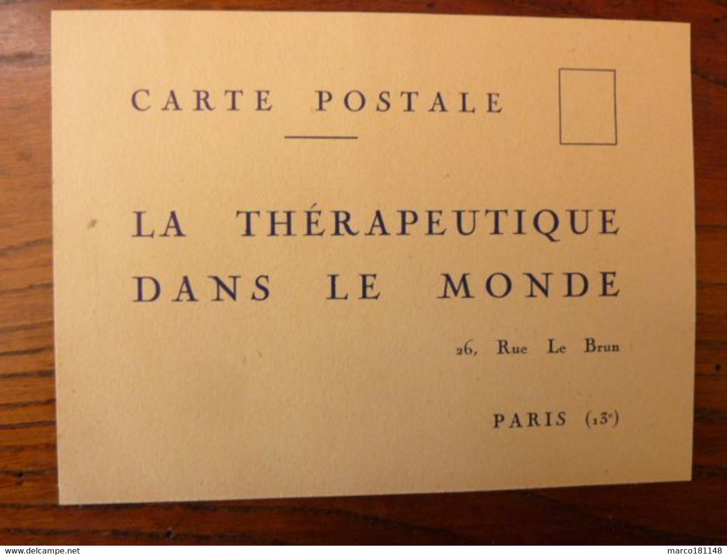 La Thérapeutique Dans Le Monde 26, Rue Le Brun PARIS - Santé