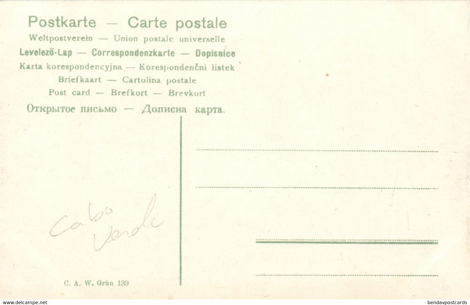Cape Verde, St. VINCENT, Birds Island (1908) C.A.W. Grün Postcard - Cap Vert