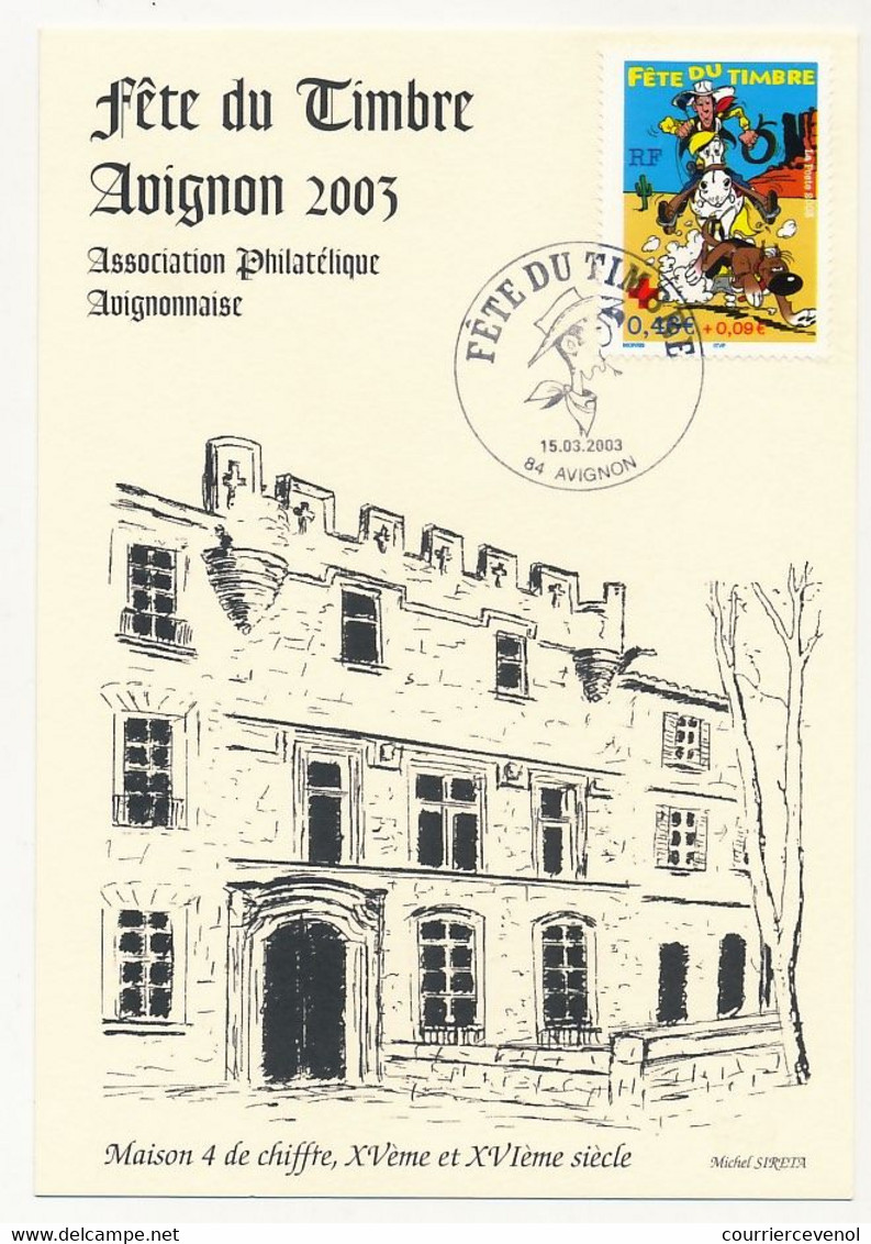 Carte Locale - Fête Du Timbre AVIGNON 2003 - Lucky Lucke - 15.03.2003 - Storia Postale