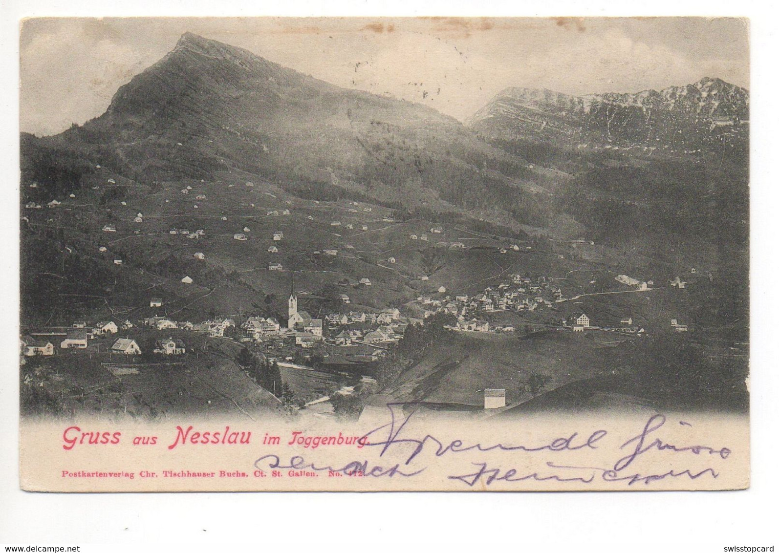 Gruss Aus NESSLAU Im Toggenburg Gel. 1907 Stempel Hôtel Traube - Nesslau