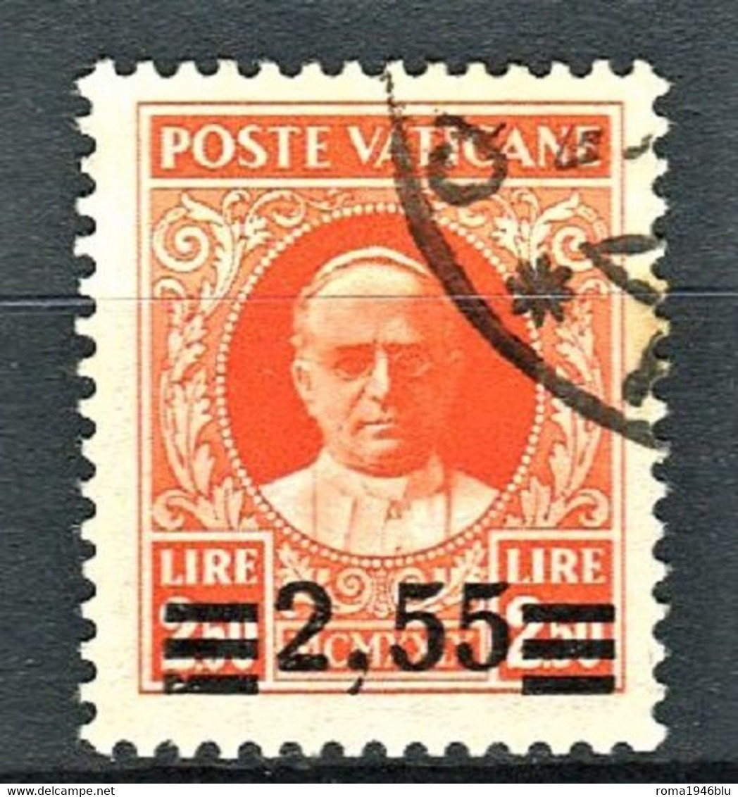 VATICANO 1934 PROVVISORIA 2,55 SU 2,50 II TIRATURA  SASSONE N. B38 CENTRATO F.TO ALBERTO E RAFFAELE DIENA - Used Stamps