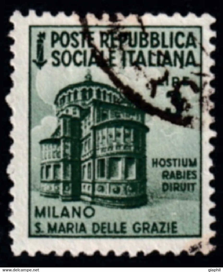 ITALY ITALIA REPUBBLICA SOCIALE 1945 MONUMENTI DISTRUTTI 3 L. (Sass. 511) USATO OFFERTA - Gebraucht