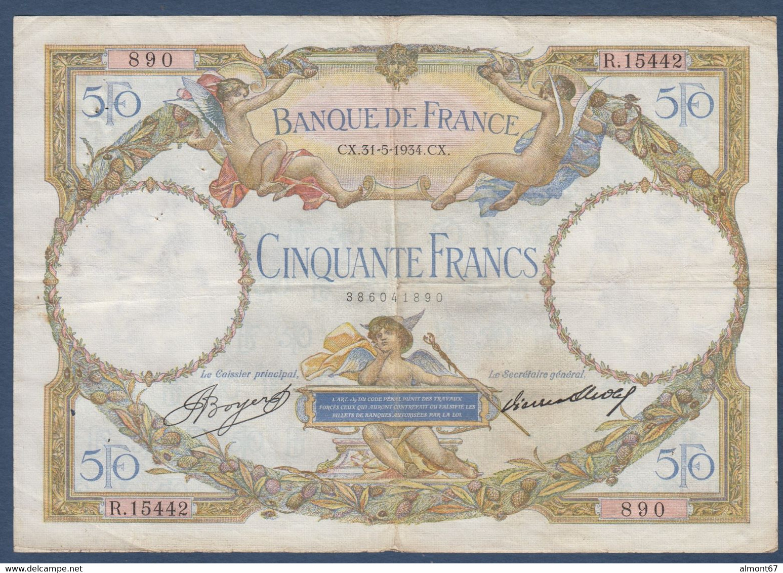 50 Francs  L O Merson  Du  31 - 5 - 1934 - 50 F 1927-1934 ''Luc Olivier Merson''