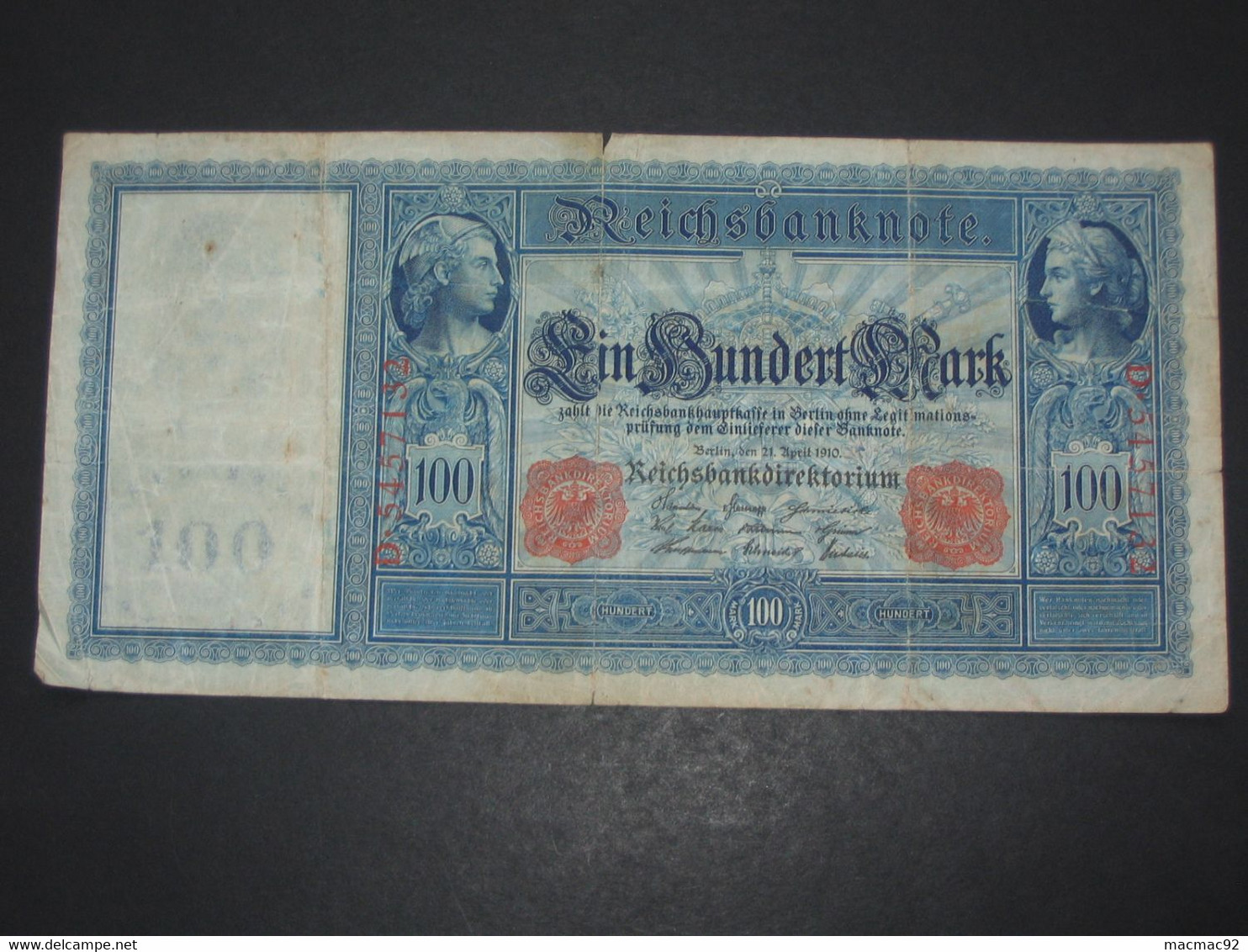 ALLEMAGNE - 100 EIN HUNDERT  MARK - Berlin 1910  Reichsbanknote - Germany **** EN ACHAT IMMEDIAT **** - 100 Mark