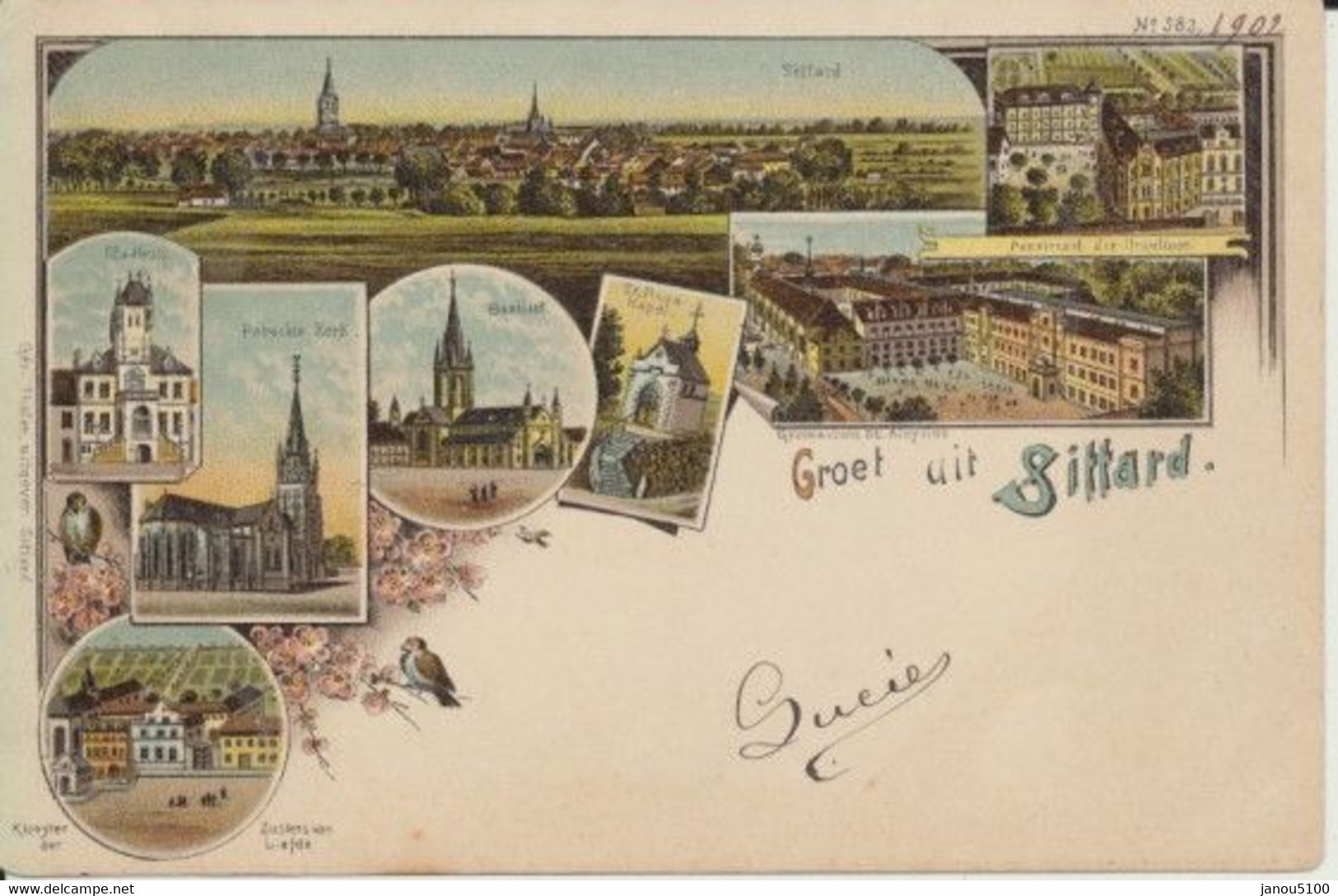 CARTES POSTALES         BONJOUR   DE ....SITTARD  ( PAYS-BAS)       1901. - Saluti Da.../ Gruss Aus...