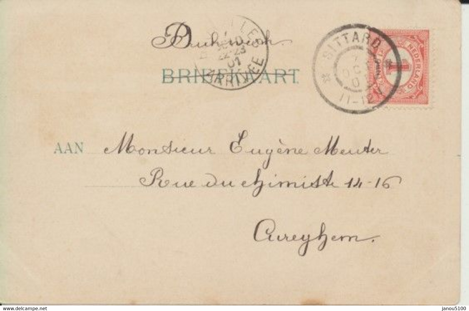 CARTES POSTALES         BONJOUR   DE ....SITTARD  ( PAYS-BAS)       1901. - Saluti Da.../ Gruss Aus...