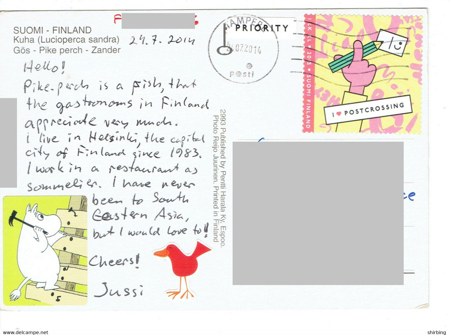 C7  - Netherland - Postcrossing, Letter Pencil Writing Stamps Used On Postcard - Lettres & Documents