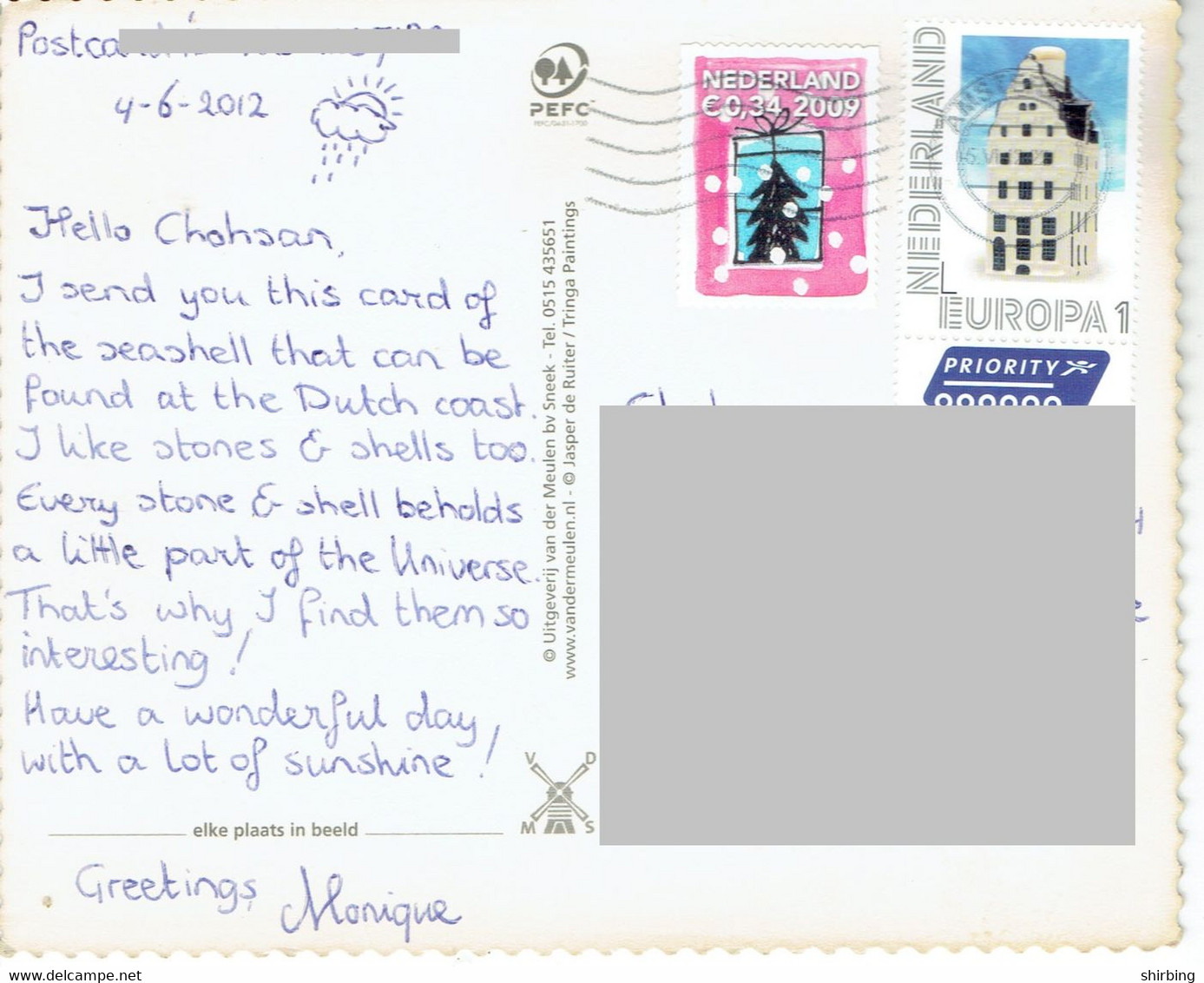C7  - Netherland - Building, Xmas, Chirtmas Tree, Stamps Used On Postcard - Brieven En Documenten
