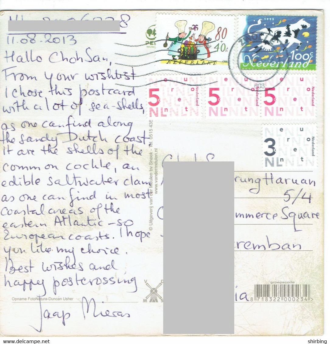 C7  - Netherland - Milk Cow, Kitchen Chef Stamps Used On Postcard - Cartas & Documentos