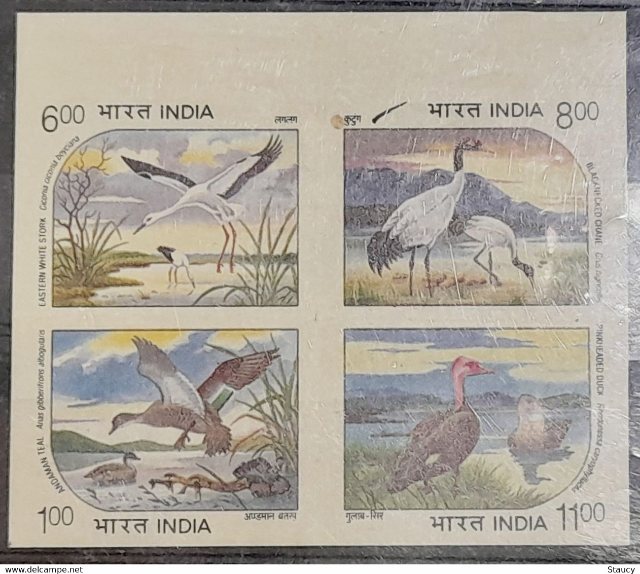 INDIA 1994 Endangered Water Birds Set (Sg#1603-6) MNH "WITHDRAWN" ISSUE Block "Imperf" As Per Scan, RRR - Varietà & Curiosità