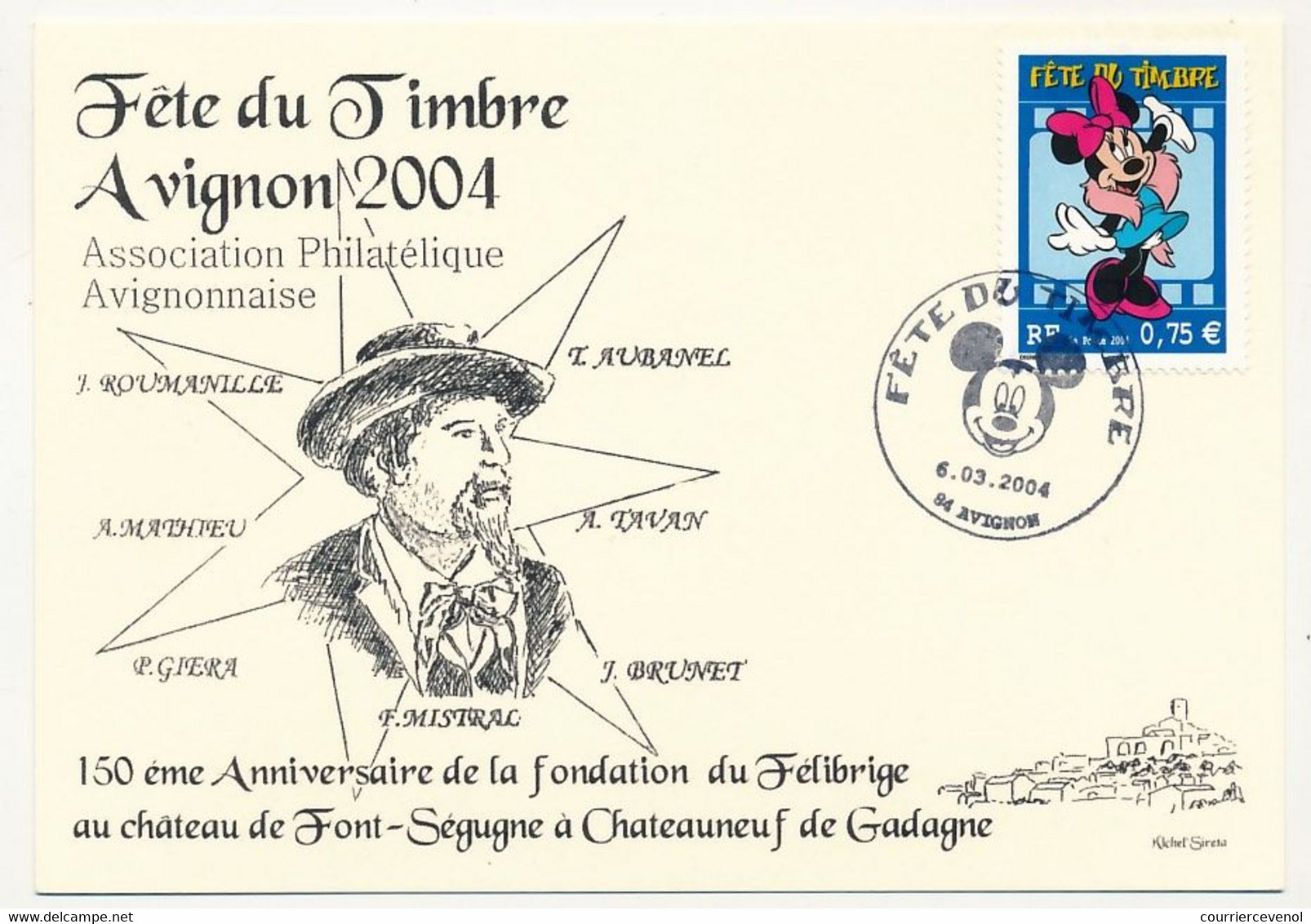 Carte Locale - Fête Du Timbre AVIGNON 2004 - Minnie - 6.3.2004 - Briefe U. Dokumente