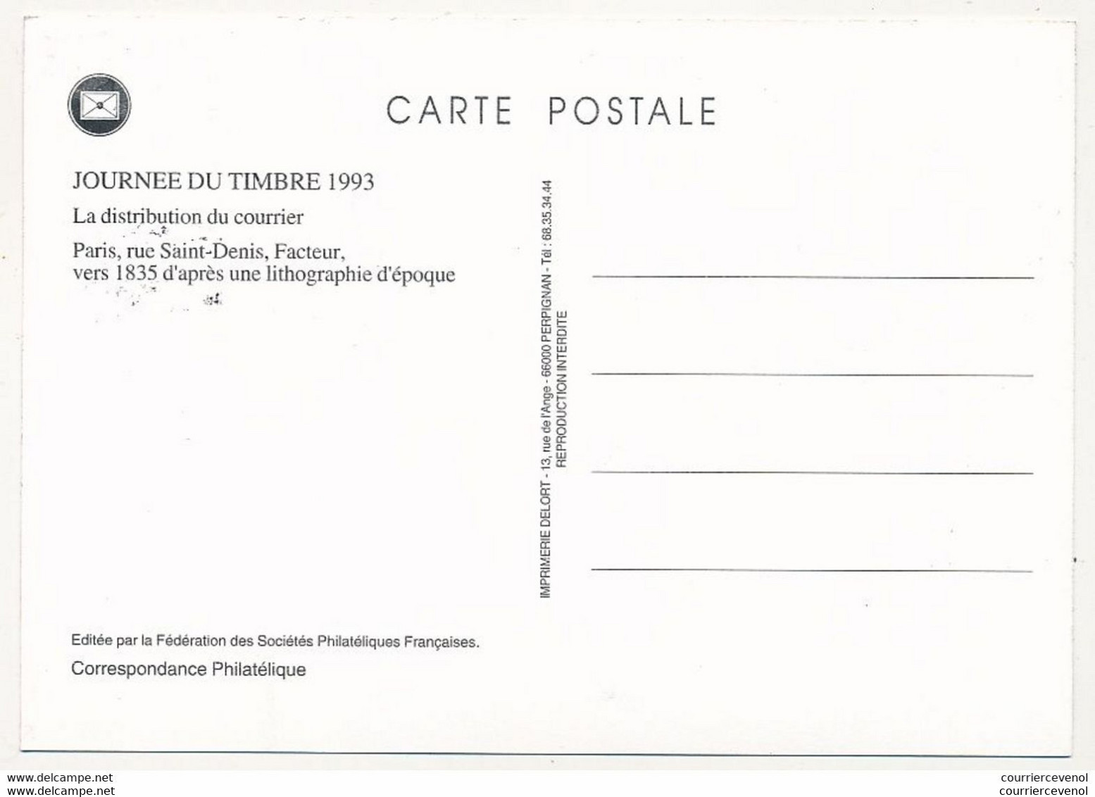 FRANCE - Carte Maximum Fédérale - Journée Du Timbre 1993 La Distribution Du Courrier - 6/3/1993 AVIGNON - Cartas & Documentos