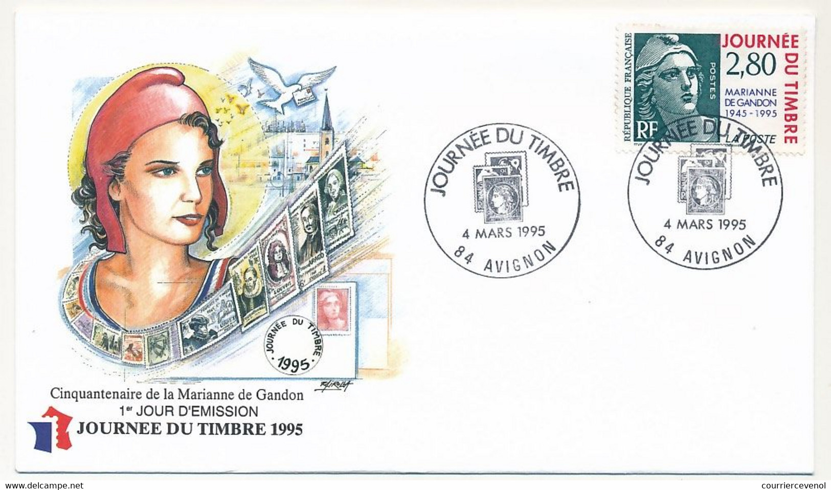 FRANCE - Enveloppe Fédérale - Journée Du Timbre 1995 - 2,80 Type Gandon - AVIGNON (Vaucluse) - Brieven En Documenten