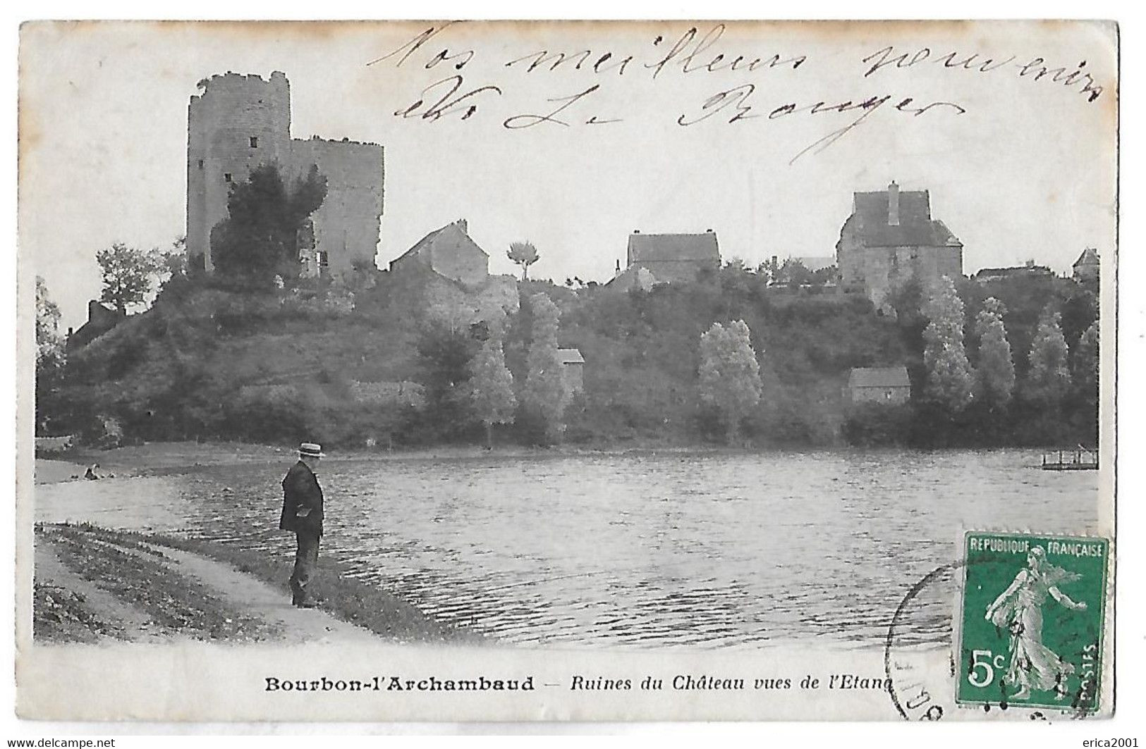 Bourbon L'Archambault. Les Ruines Du Chateau Vues De L'étang. - Bourbon L'Archambault