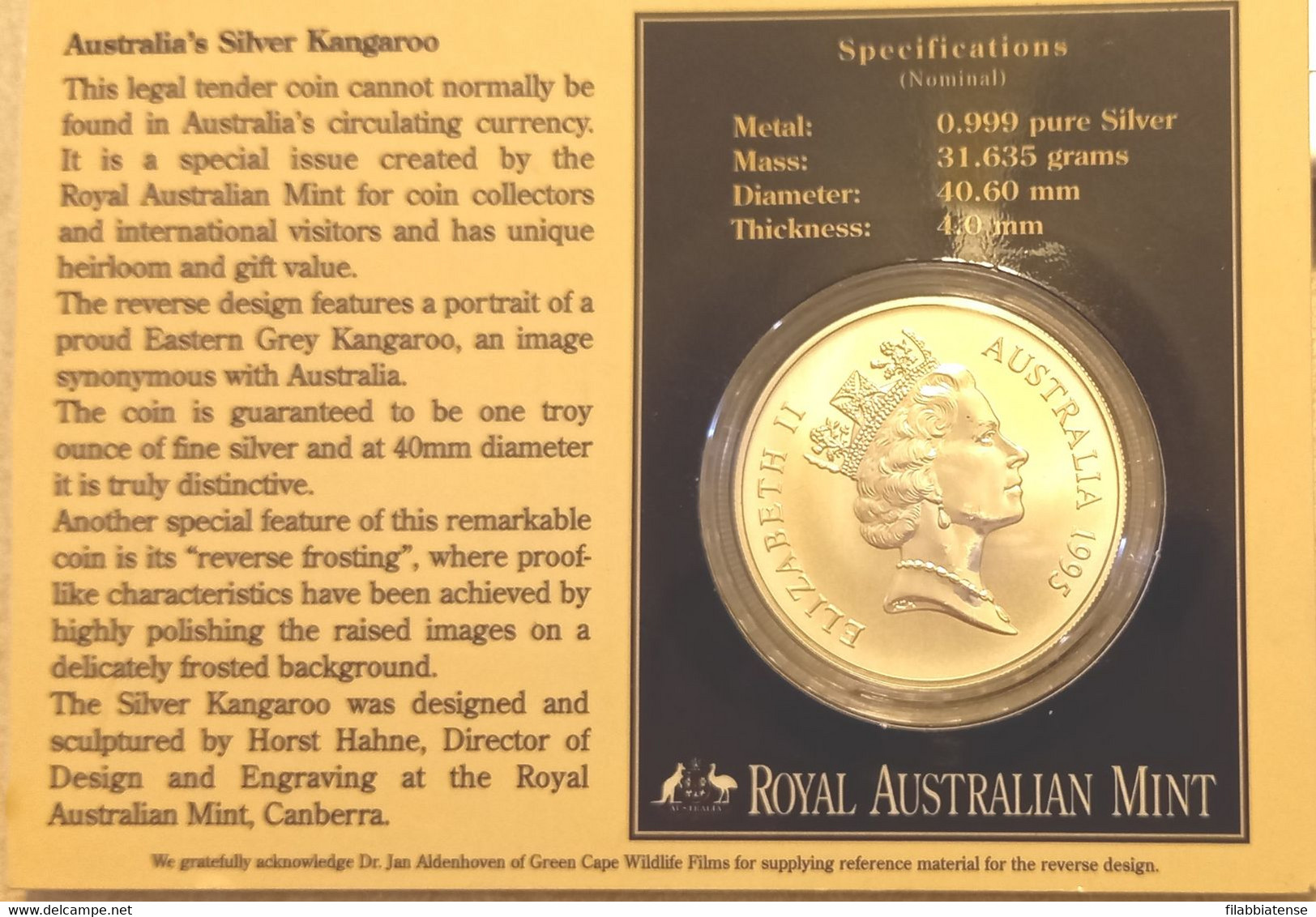 1995 - Australia Dollar Canguro - Oncia Argento   ------ - Silver Bullions