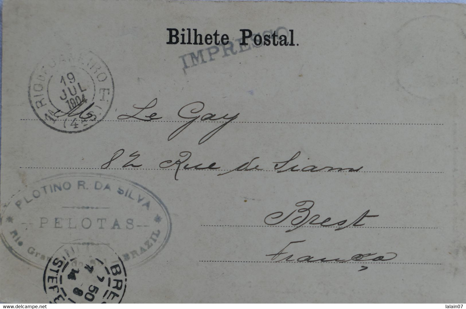 C. P. A. : Bresil : Lembranças De PELOTAS : Porto, Timbre En 1904 - Porto Alegre