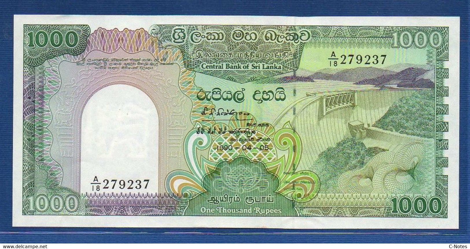 SRI LANKA - P.101c – 1000 Rupees 1990 UNC, Serie A/18 279237 - Sri Lanka