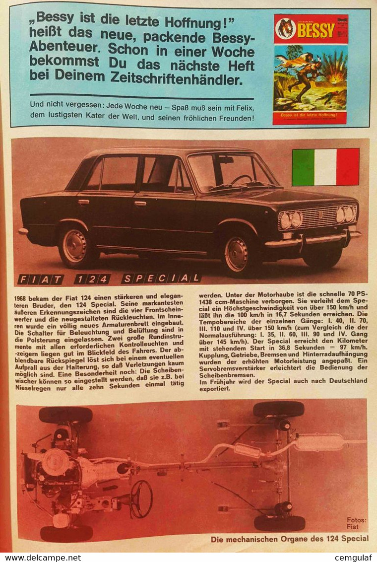 BESSY Band 139/1969 "Andy Kämpft Den Terror Nieder " Fiat 124 Spezial  Aktionsseite - Otros & Sin Clasificación