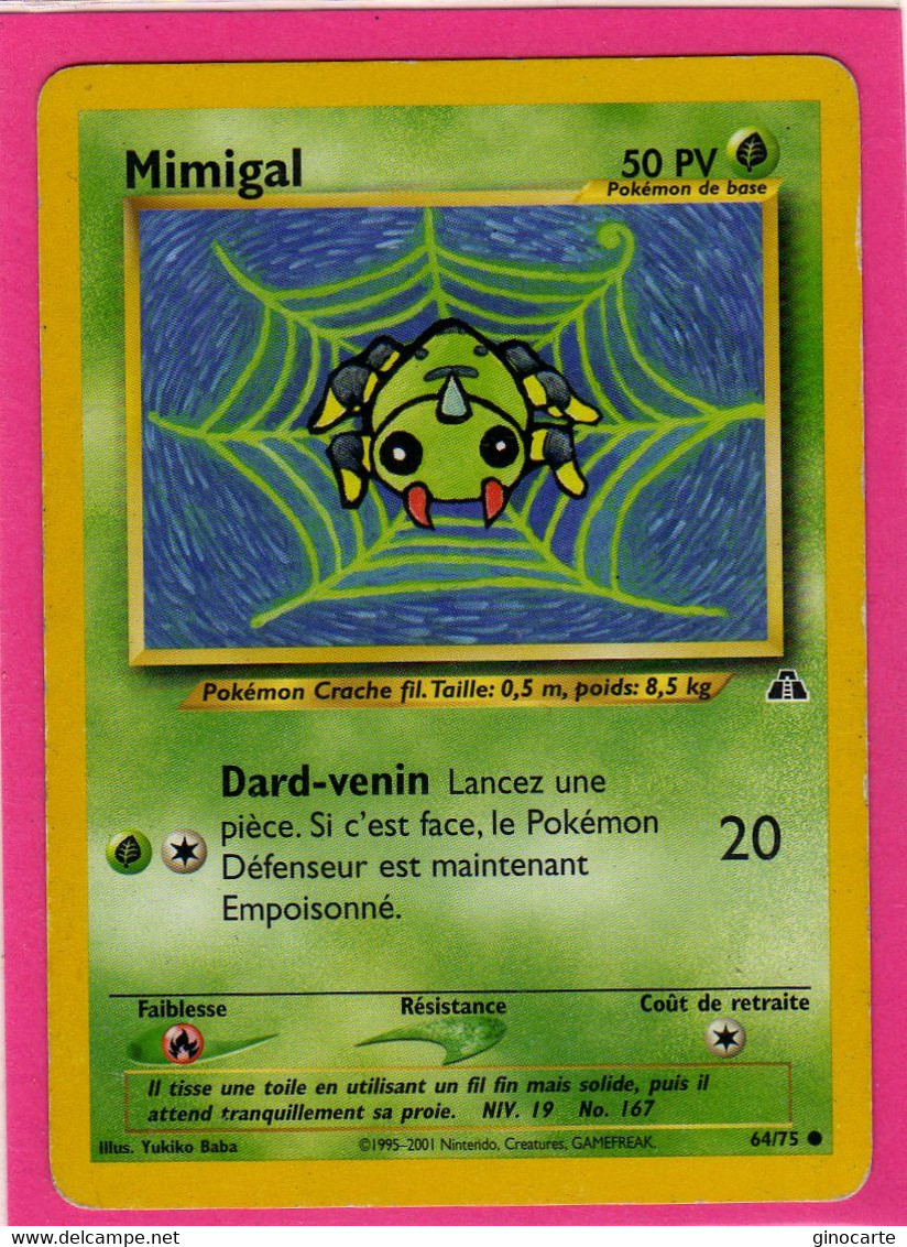 Carte Pokemon Francaise 1995 Wizards Neo Discovery 64/75 Mimigal 50pv Occasion - Wizards
