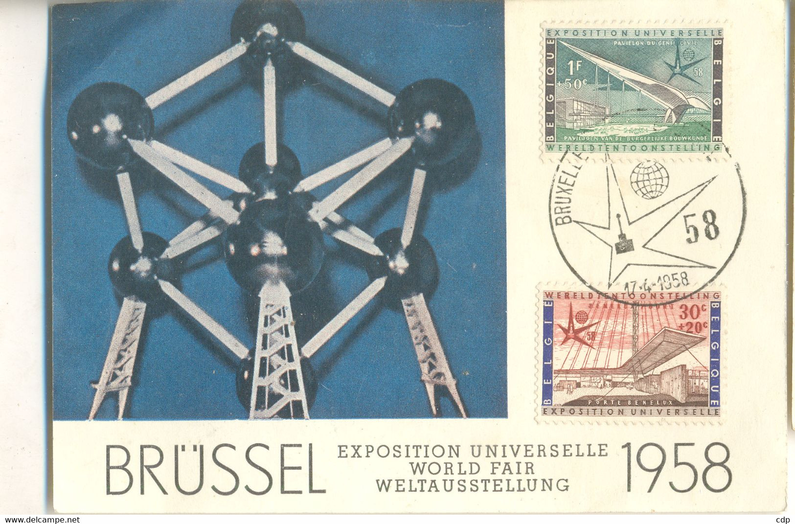 Carte Premier Jour Atomium   1958 - Floreffe