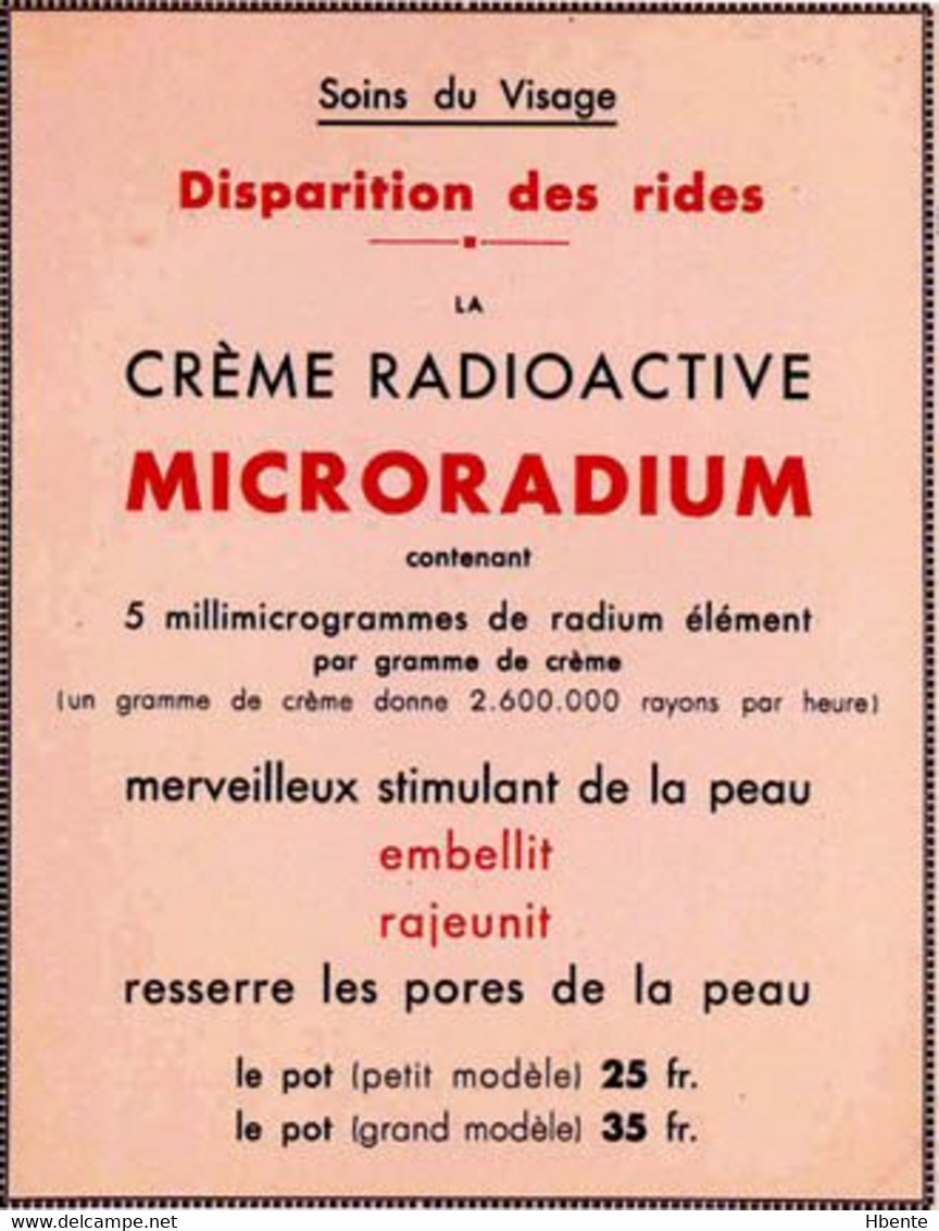 Microradium Crème Radioactive Publicité - Advertising (Photo) - Objetos