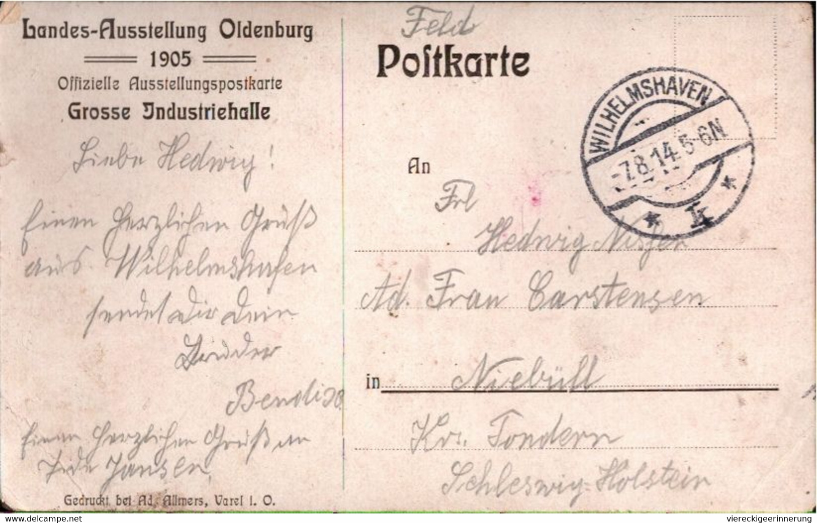 ! 1905 Landesausstellung Oldenburg, Ausstellungshalle, Gel. 1914 - Oldenburg