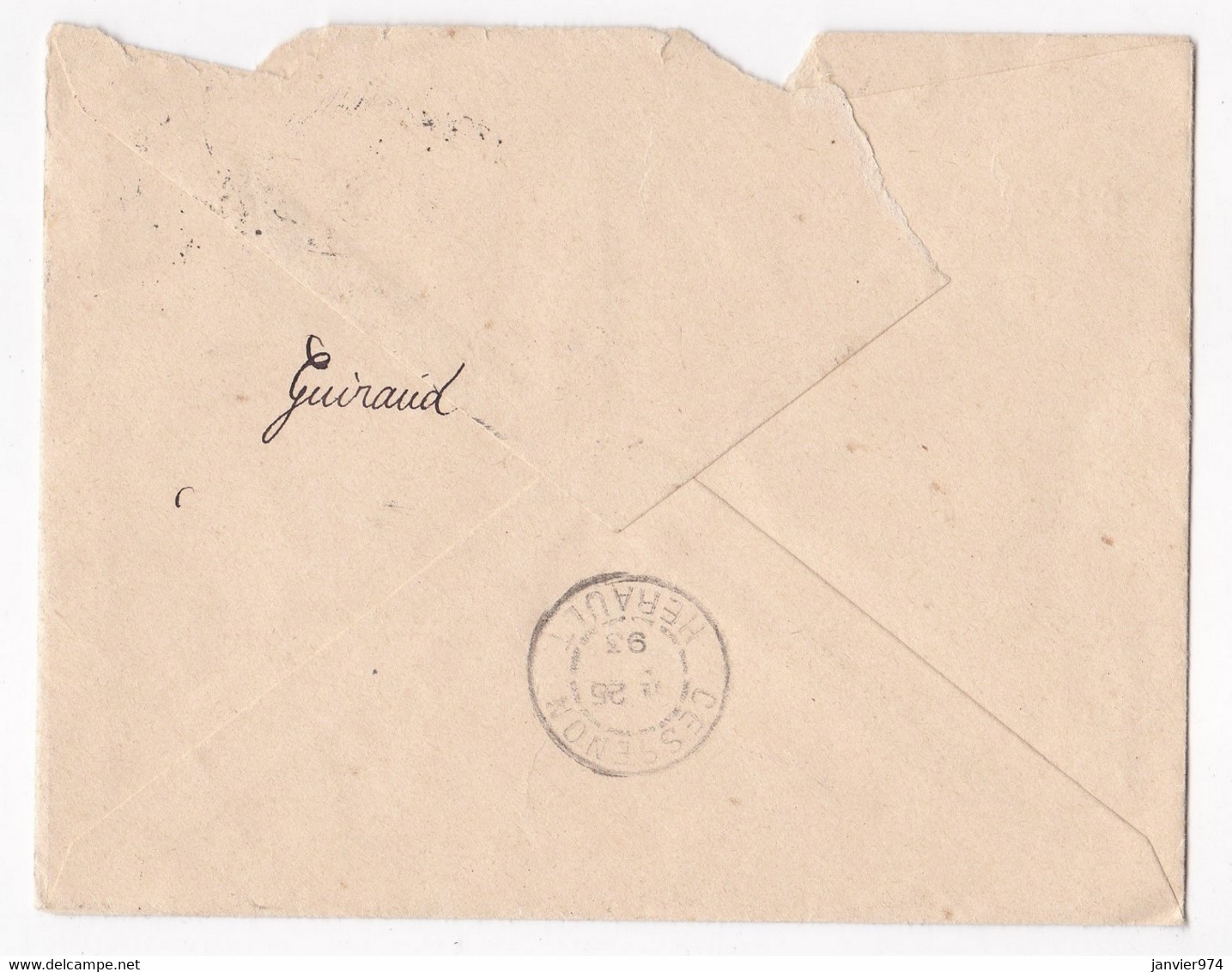 Enveloppe 1893, Huitres Fines D’Arcachon , Charles Despujols Ostréiculteur - 1876-1898 Sage (Tipo II)