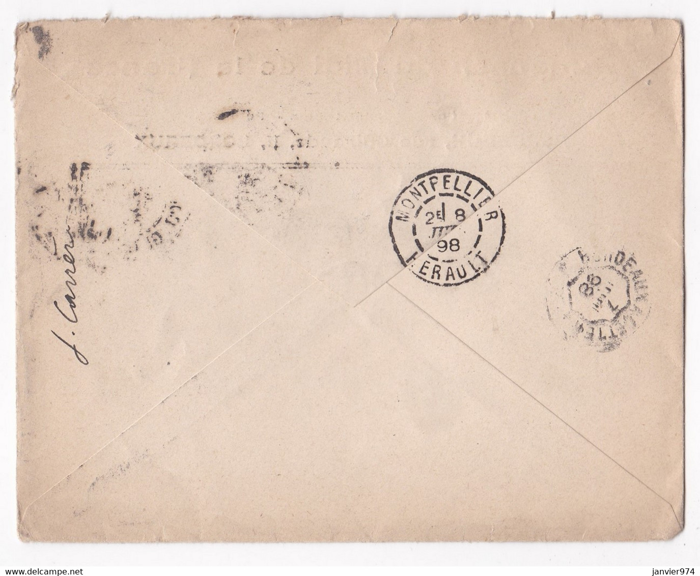 Enveloppe 1898, Almanach Du Midi De La France Bordeaux , Pour Jules Veran Rédacteur à L’Eclair Montpellier - 1876-1898 Sage (Type II)