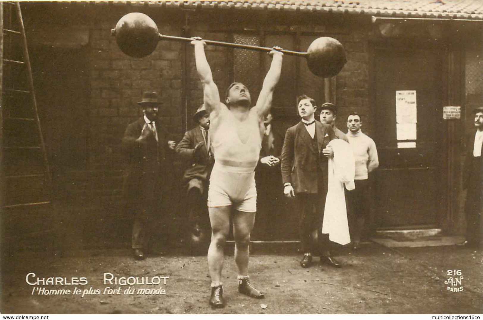 180223 - CARTE PHOTO SPORT - HALTEROPHILIE - CHARLES RIGOULOT L'homme Le Plus Fort Du Monde 216 AN PARIS - Weightlifting