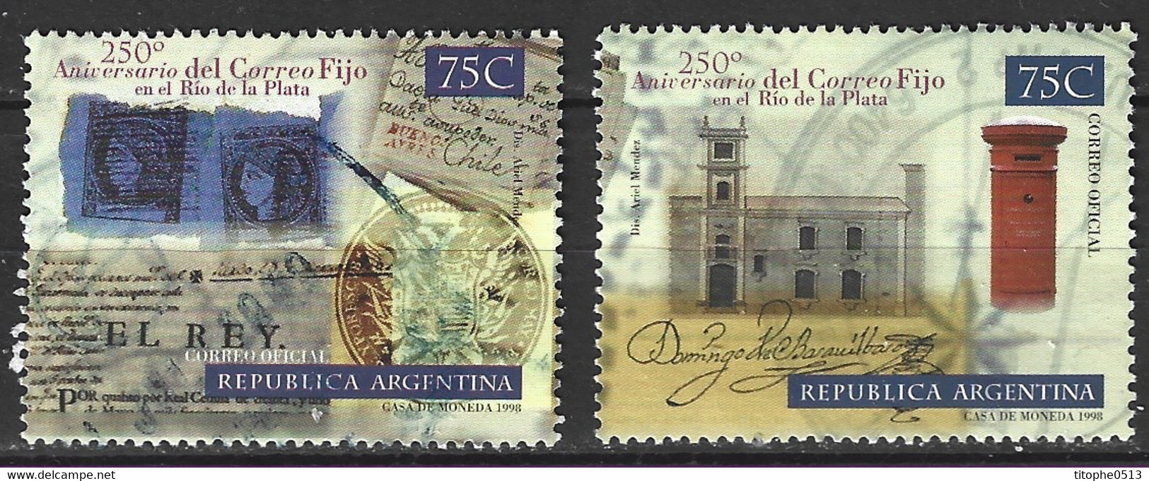 ARGENTINE. N°2034-5 Oblitérés De 1998. Correo Fijo. - Used Stamps