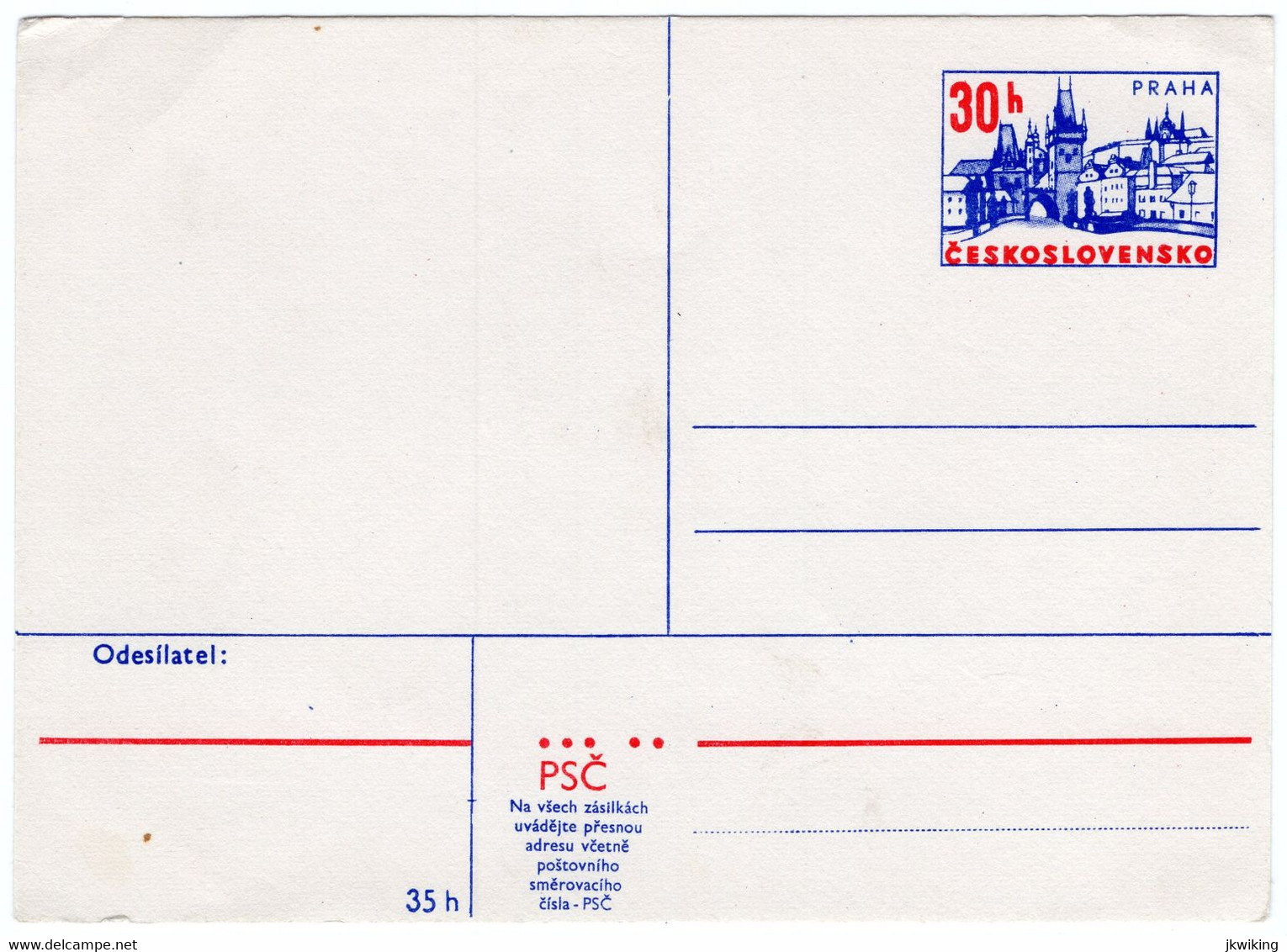 Correspondence Card - Unused For Postage - 30 Hal. - Charles Bridge - - Buste