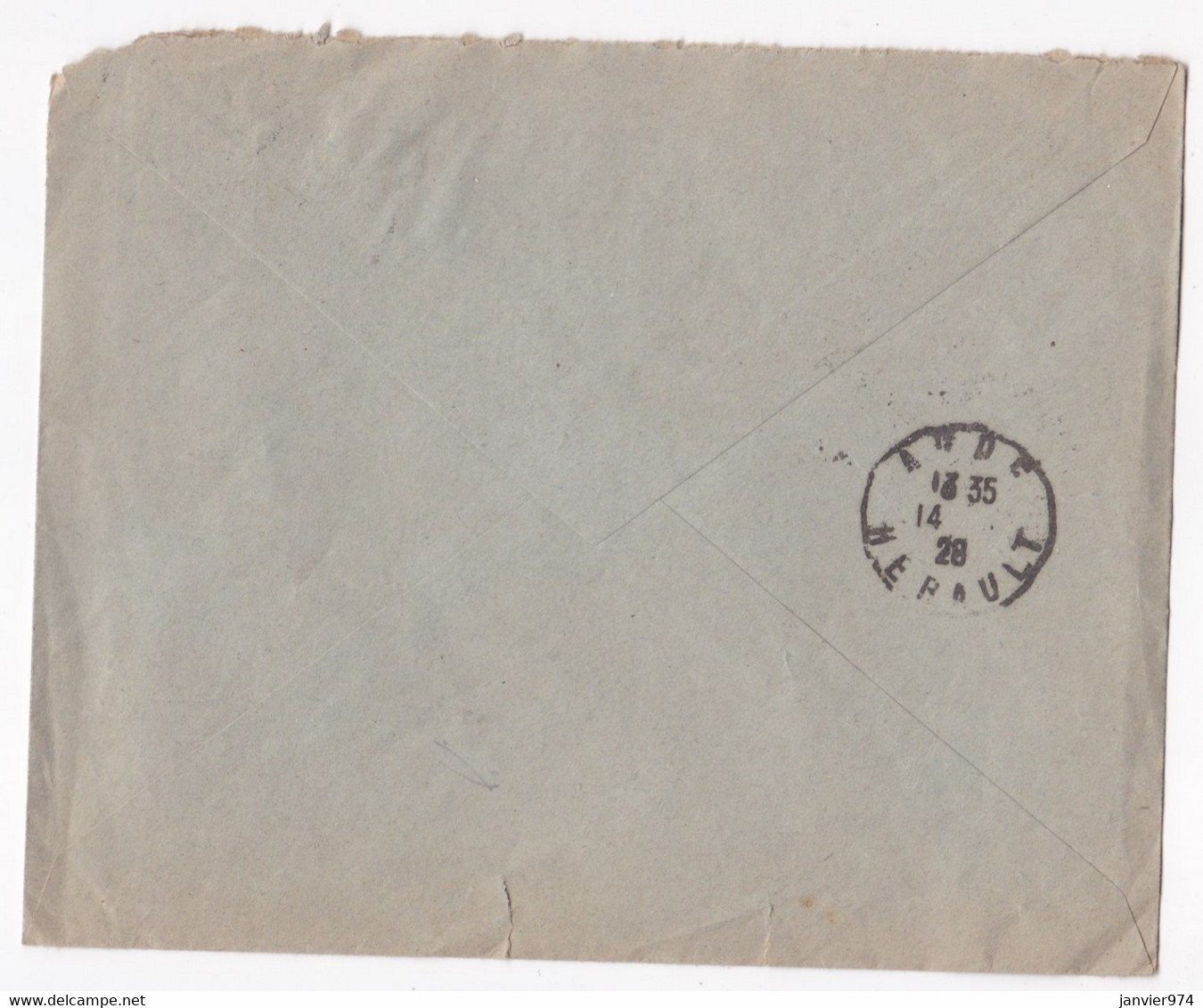 Enveloppe 1928, Fabrique D’horlogerie, Ets Calame – Gindrat – Vuille à Besançon Pour Agde - Brieven En Documenten