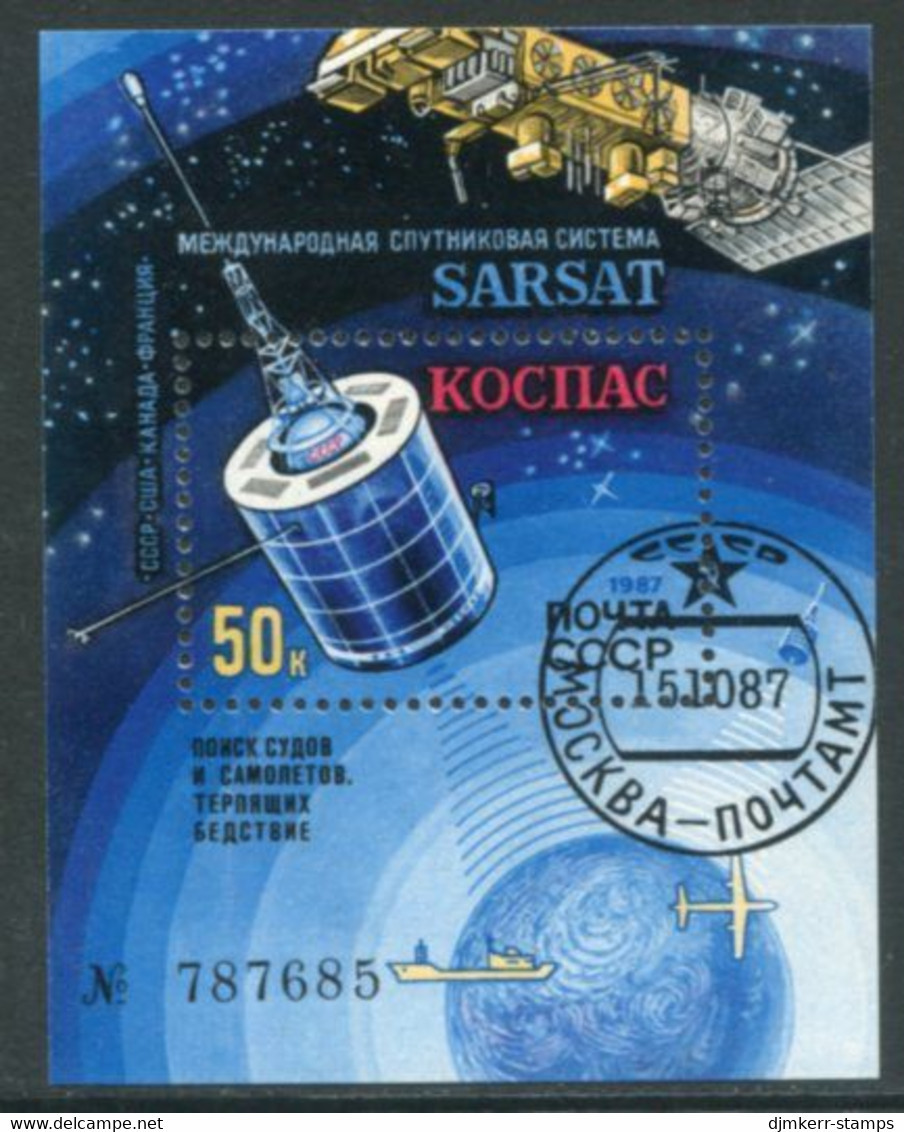 SOVIET UNION 1987 SARSAT Satellite Block Used.  Michel Block 196 - Oblitérés