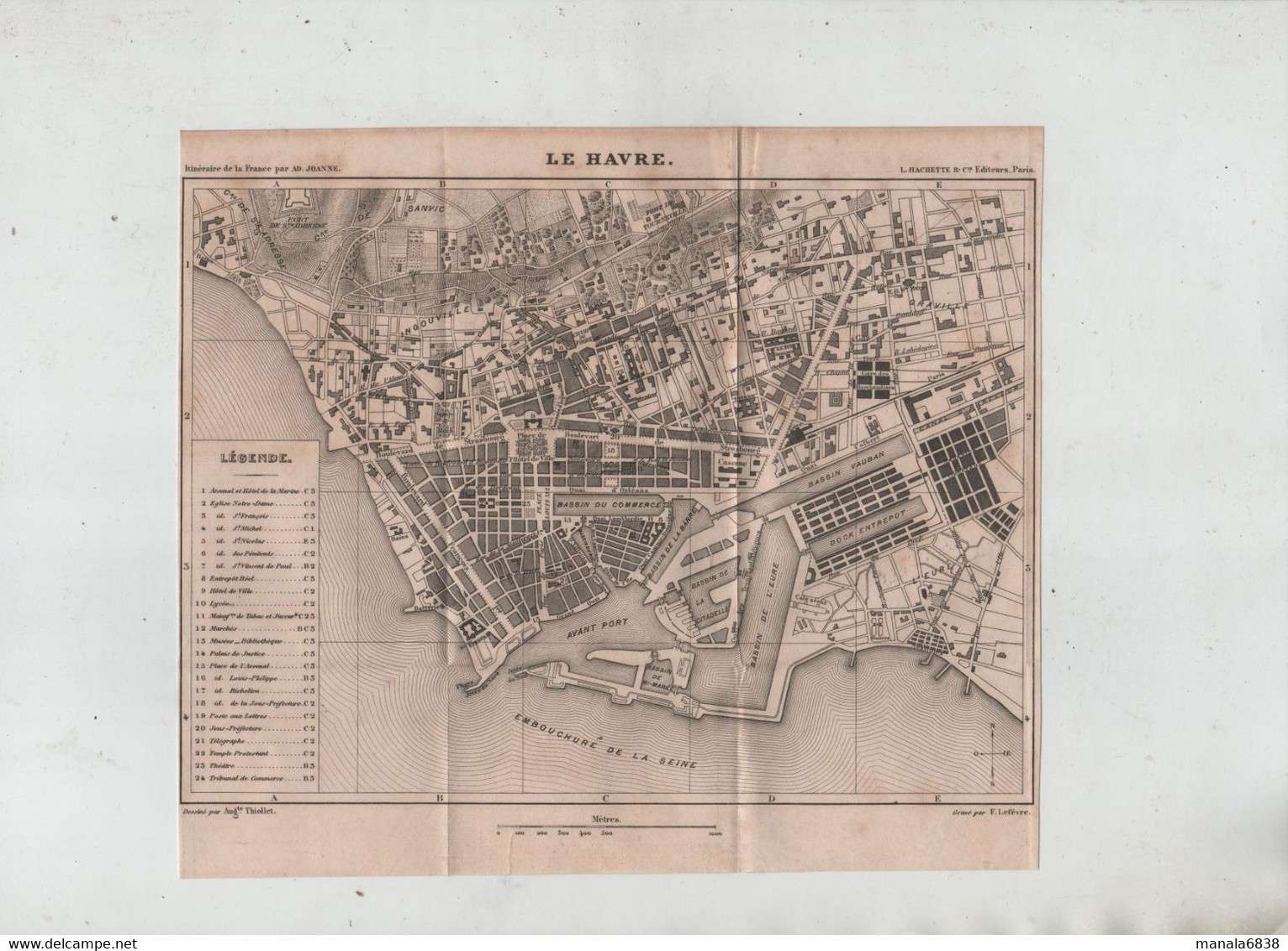 Le Havre En 1877 Sanvic Ingouville Graville Bassin Dock Lefèvre Thiollet - Andere Pläne