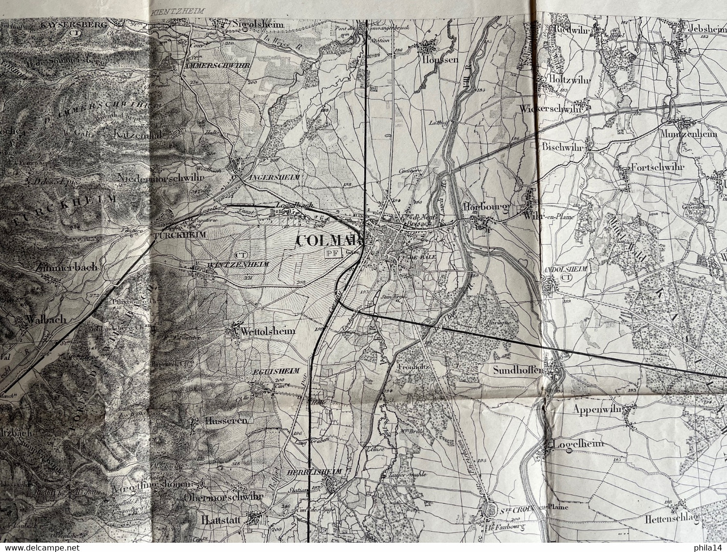 SP CARTE DES ENVIRONS DE COLMAR 1887  / 54 X 34 Cm - Geographical Maps