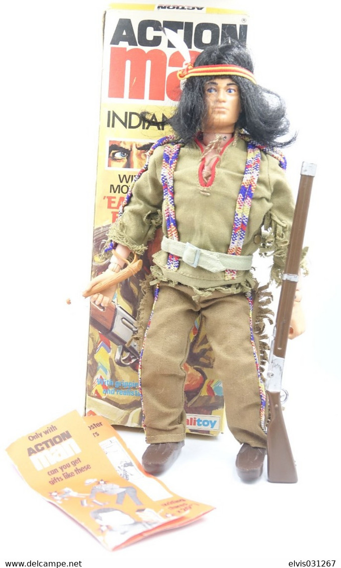 Vintage ACTION MAN : INDIAN BRAVE ULTRA RARE EAGLE EYE - BOXED 99% COMPLETE  - Original Hasbro 1977's - Palitoy - GI JOE - Action Man