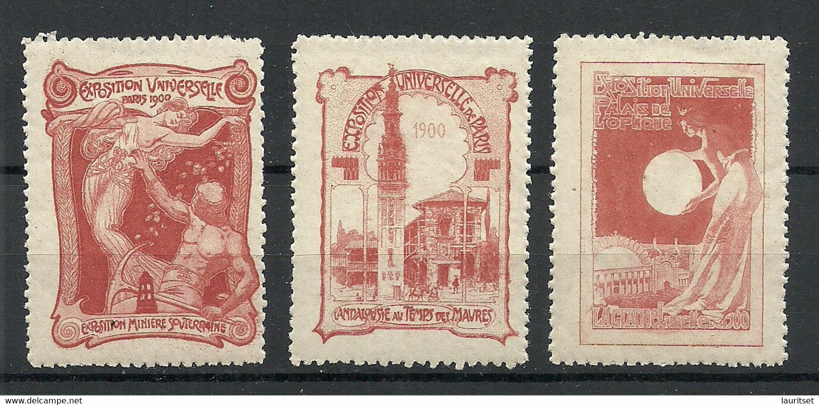 France 1900 EXPOSITION UNIVERSELLE Paris Advertising Poster Stamps, 3 Pcs, MNH - 1900 – Paris (Frankreich)