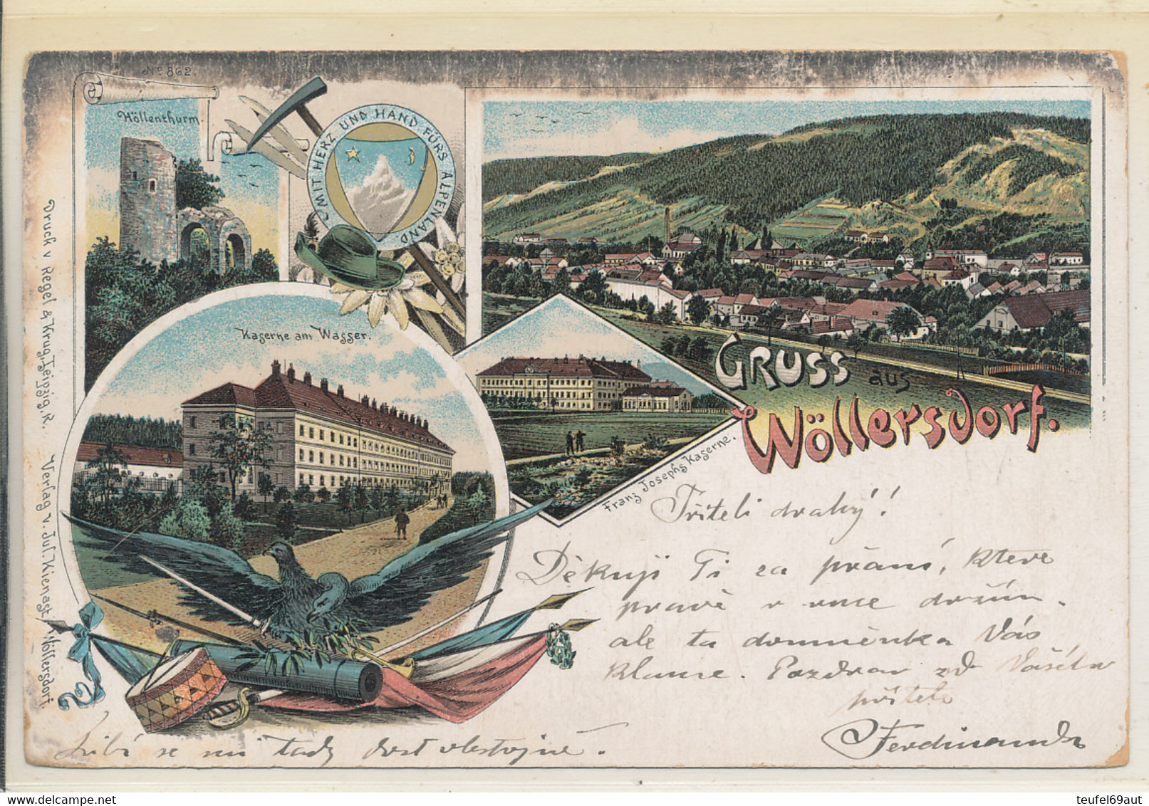 AK NÖ Wöllersdorf - Gruss Aus .. Litho Verl. Kienast Bez. Wr. Neustadt Ca.1900 - Wiener Neustadt